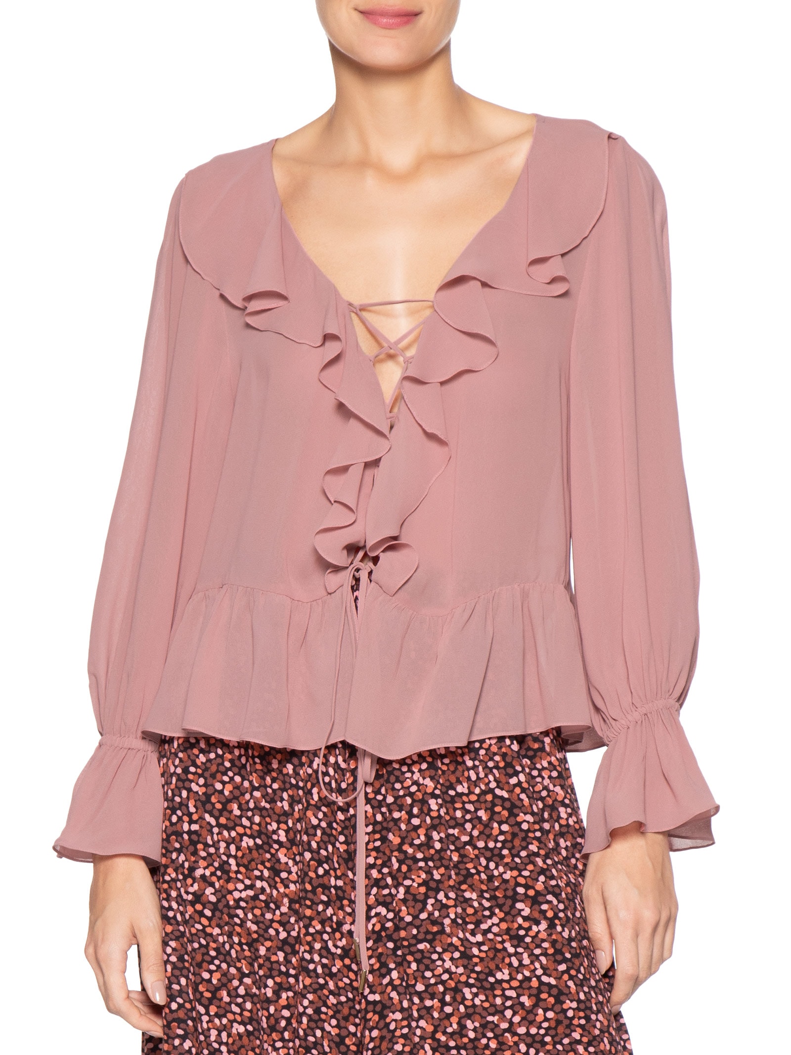 Blusa Feminina Ggt Babados Rosa Dress To