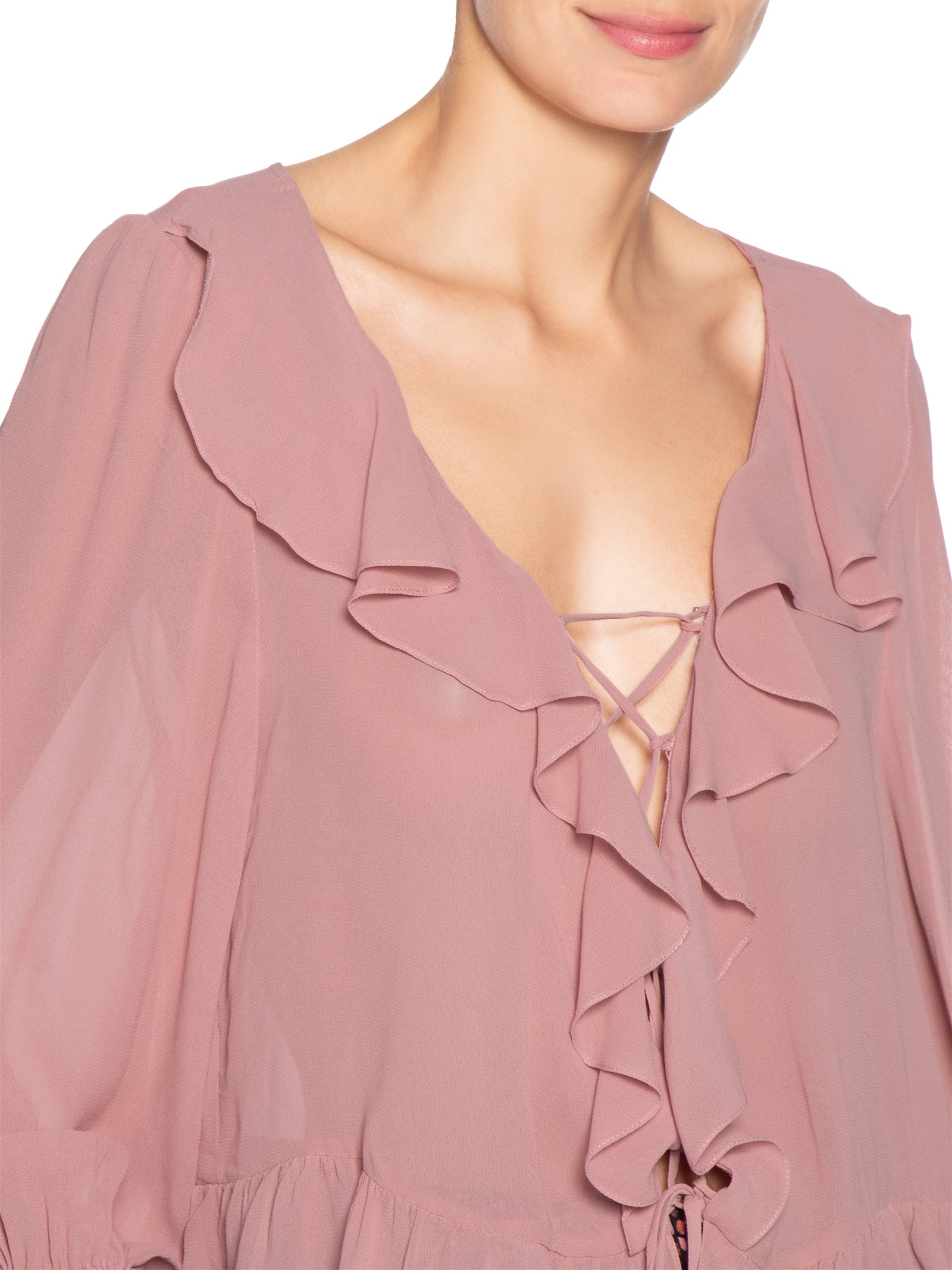 Blusa Feminina Ggt Babados Rosa Dress To