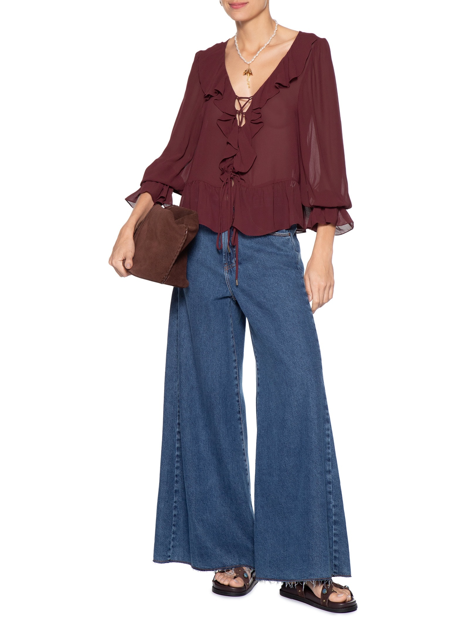 Blusa Feminina Ggt Babados Vermelho Dress To