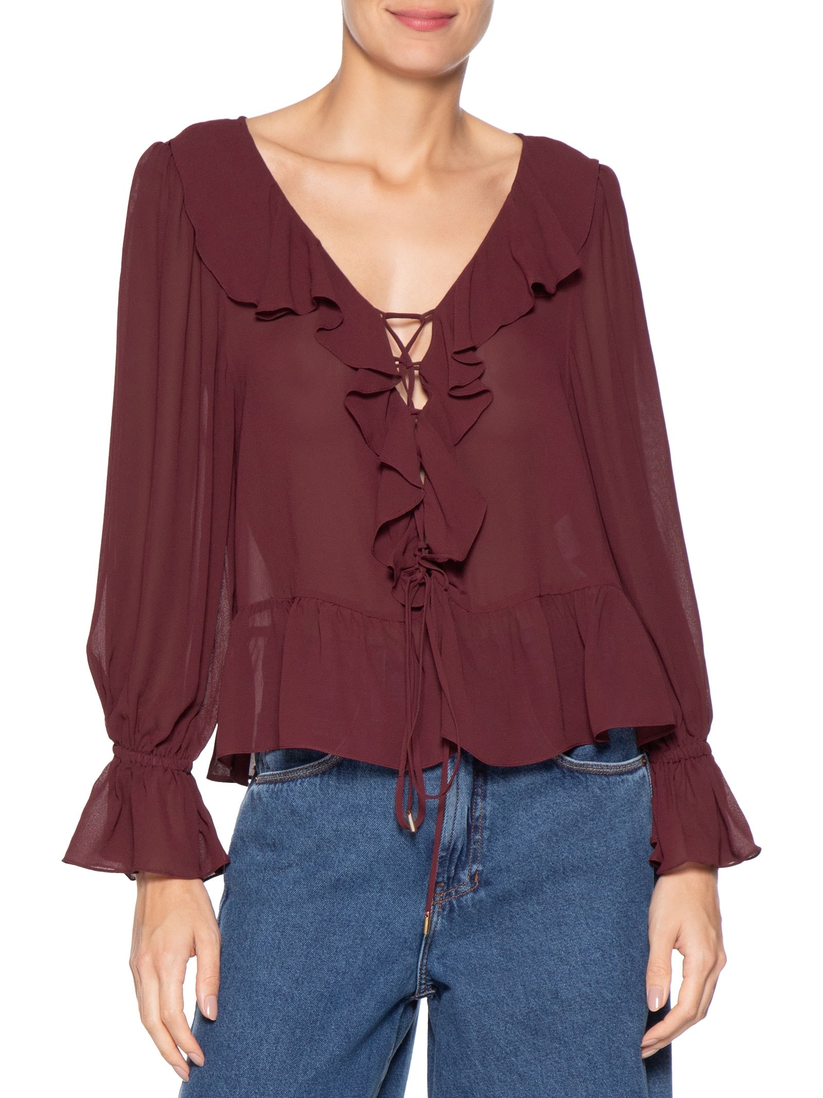 Blusa Feminina Ggt Babados Vermelho Dress To