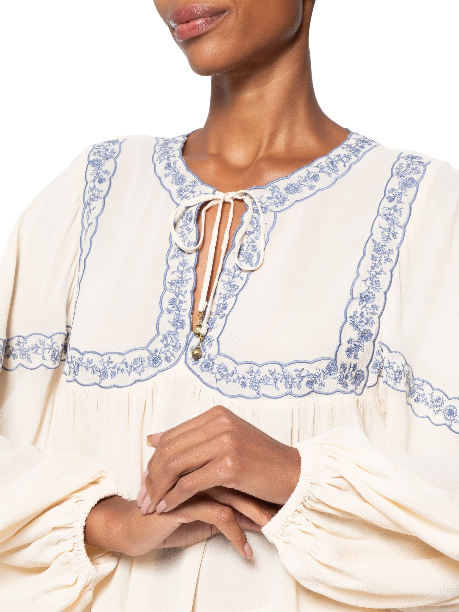 Blusa Feminina Ggt Pala Bordada Cinza Maria Filó