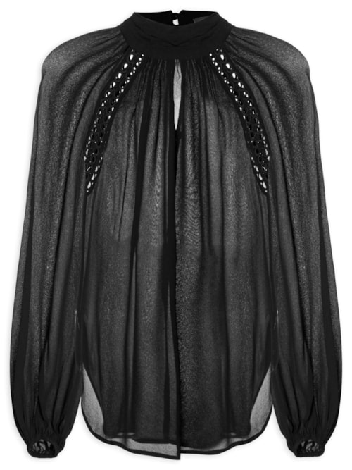 Blusa Feminina GGT Recorte Trançado - Preto