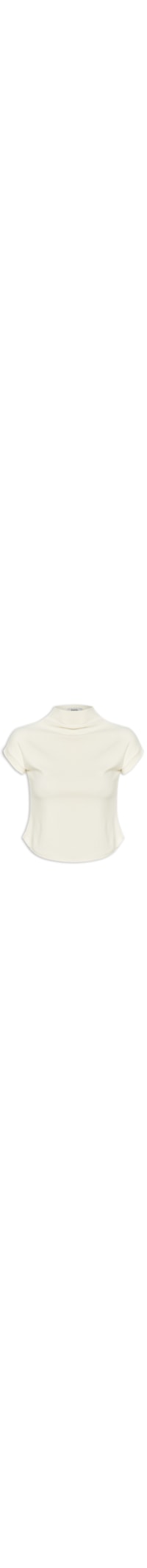 Blusa Feminina Gola Alta Barra Mullet - Branco