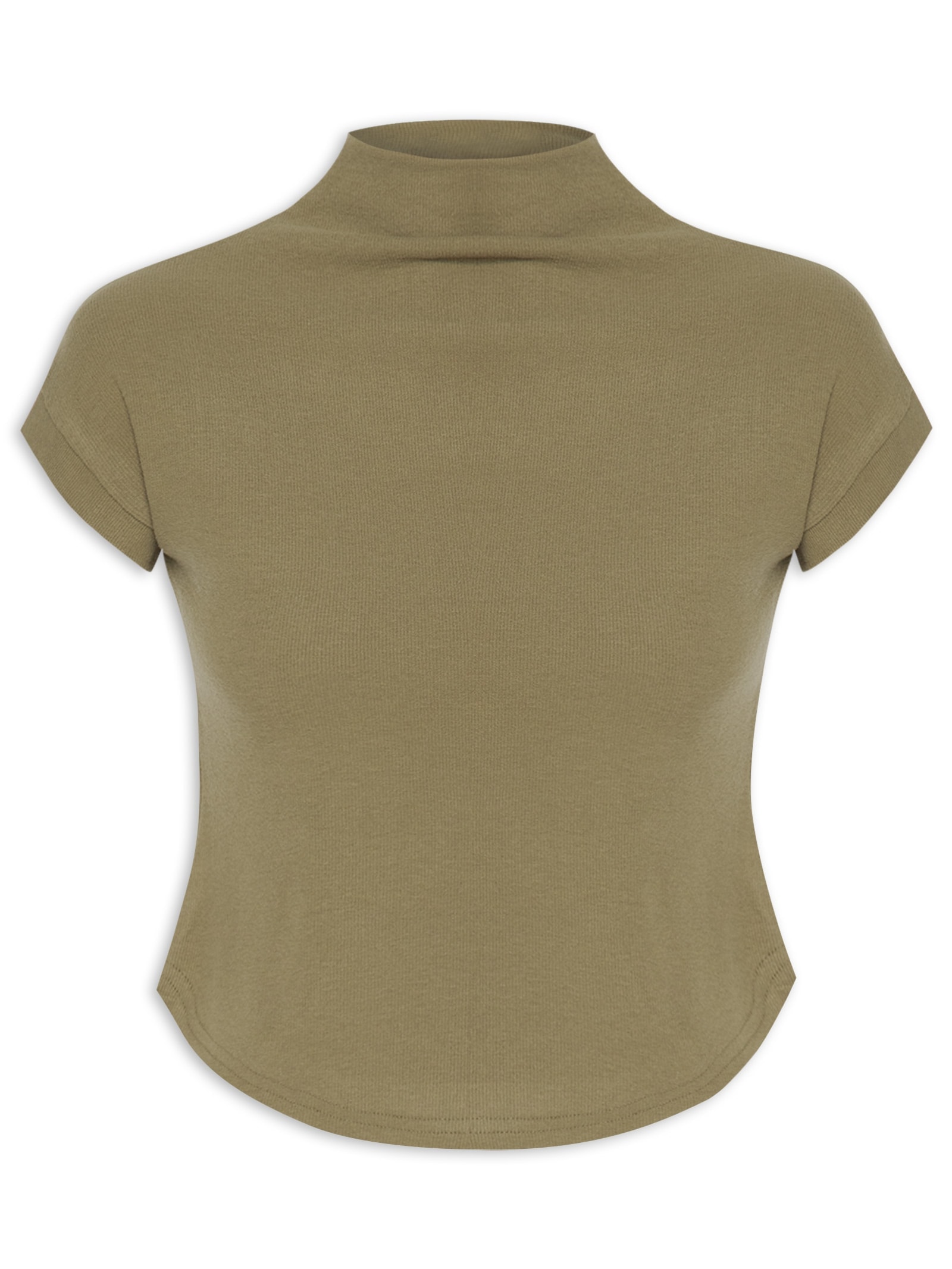 Blusa Feminina Gola Alta Barra Mullet Verde Basiq