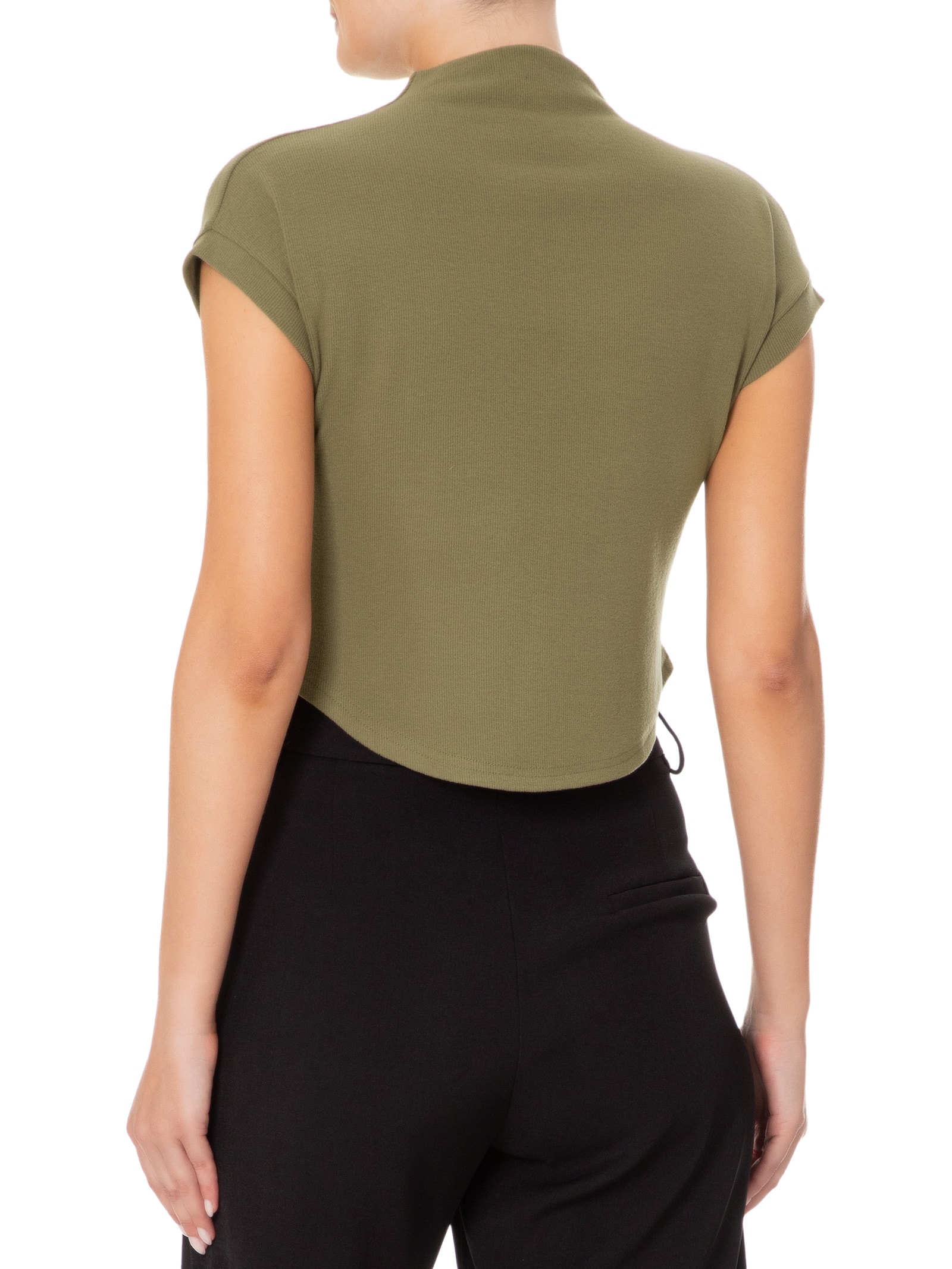 Blusa Feminina Gola Alta Barra Mullet Verde Basiq