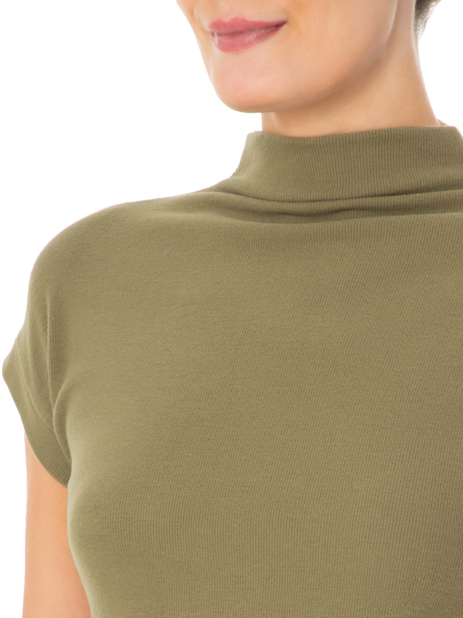 Blusa Feminina Gola Alta Barra Mullet Verde Basiq