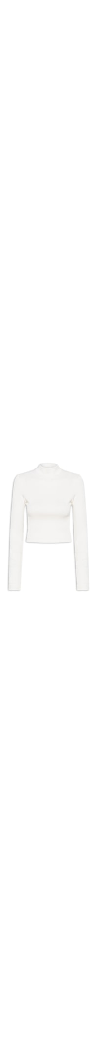 Blusa Feminina Gola Alta Canelada - Branco