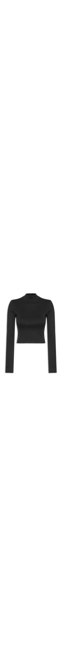 Blusa Feminina Gola Alta Canelada - Preto