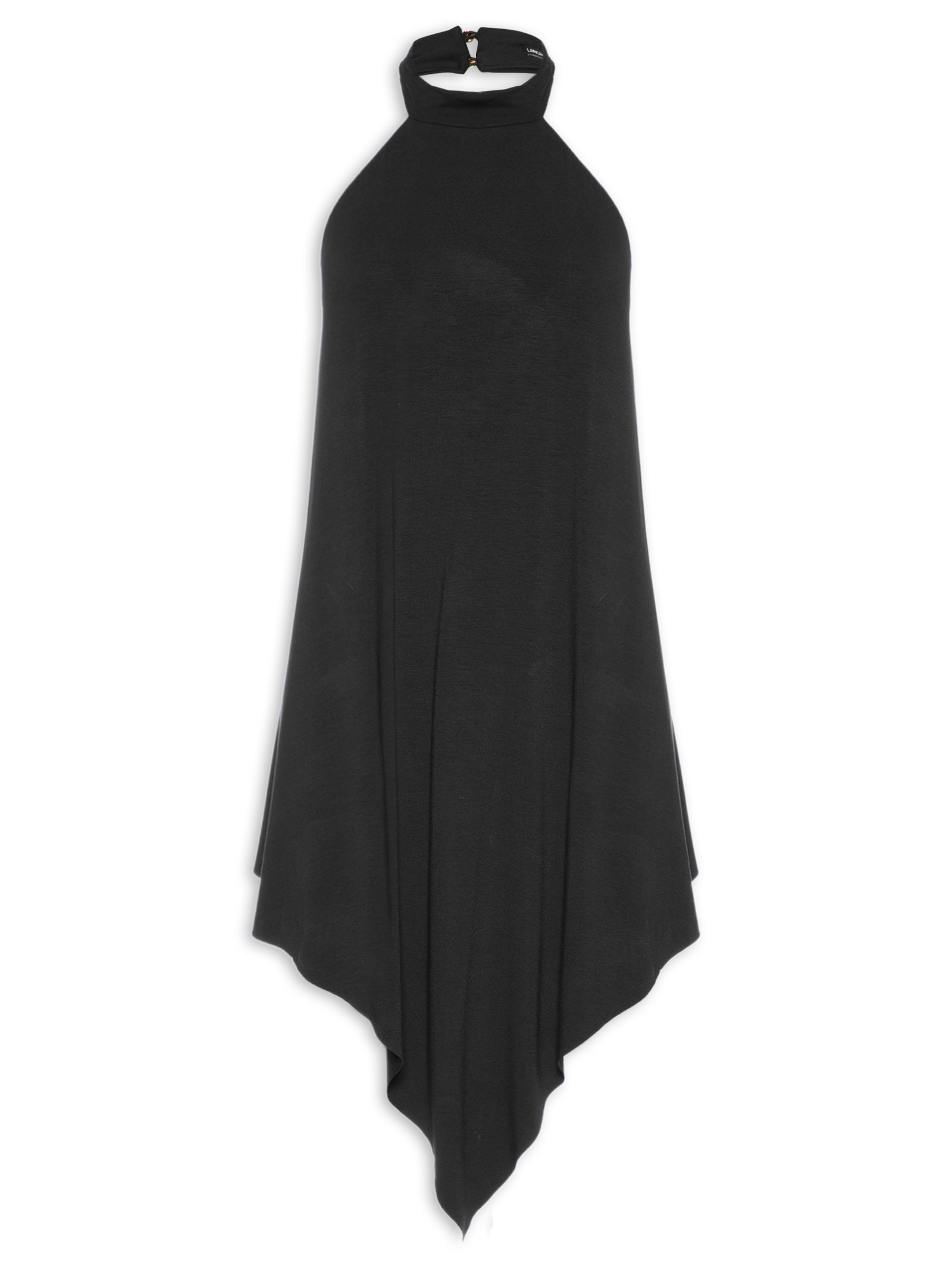 Blusa Feminina Gola Alta Com Metal Costas Preto Lança Perfume