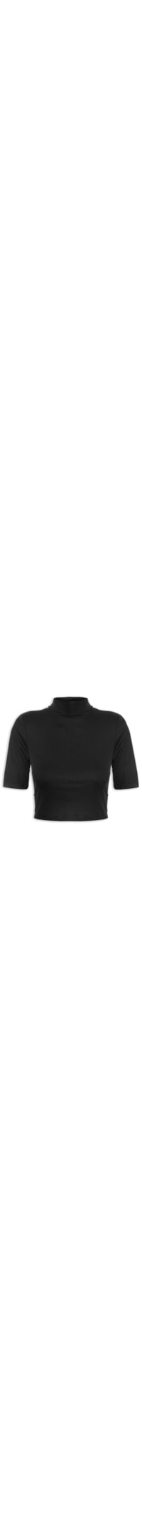 Blusa Feminina Gola Alta Cropped - Preto