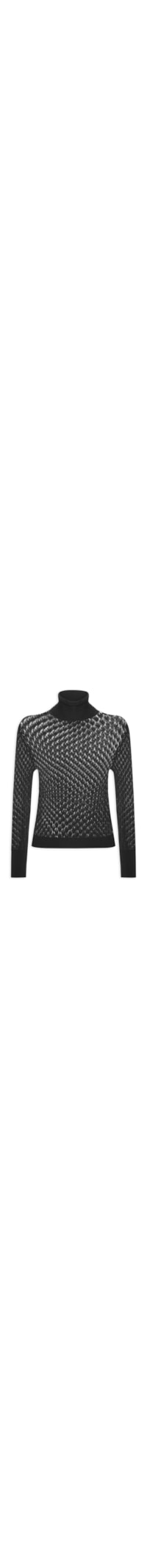 Blusa Feminina Gola Alta De Tricot Furos - Preto