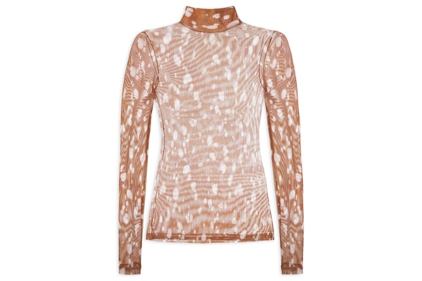 Blusa Feminina Gola Alta De Tule Color - Marrom