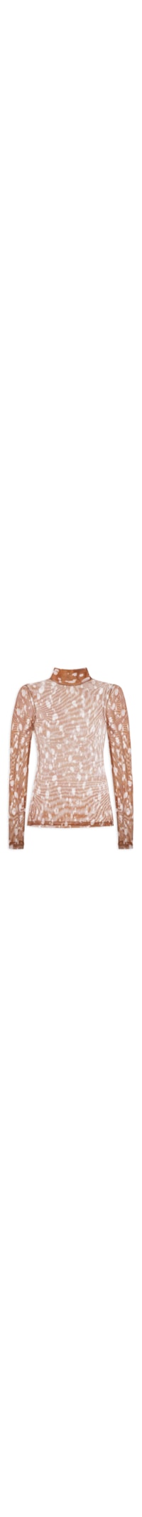 Blusa Feminina Gola Alta De Tule Color - Marrom