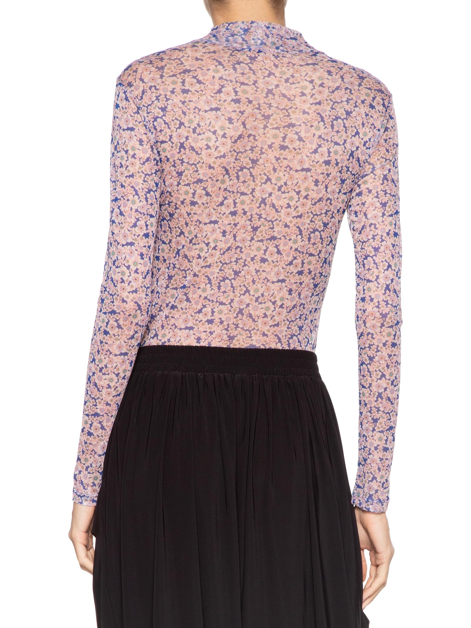 Blusa Feminina Gola Alta De Tule Liberty Azul Animale