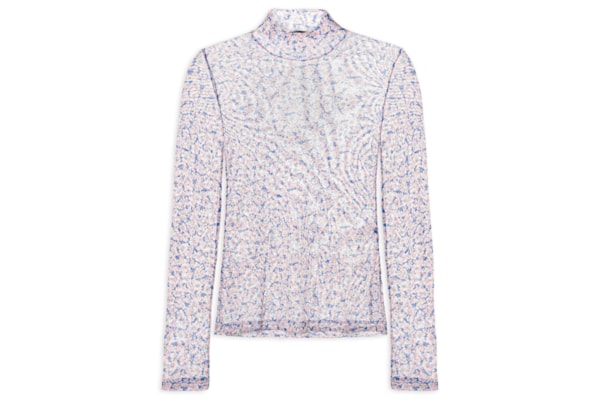 Blusa Feminina Gola Alta De Tule Liberty - Azul