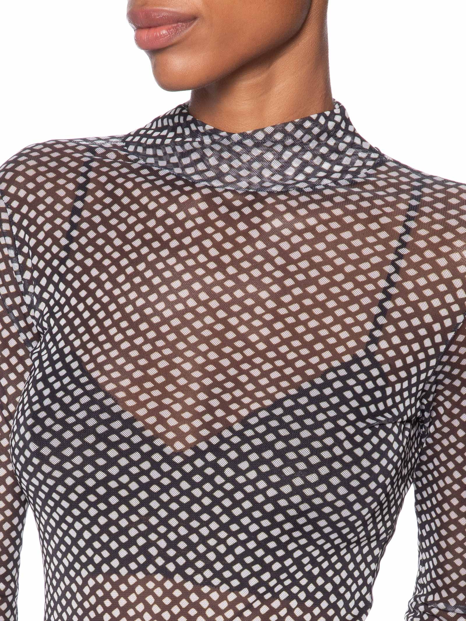 Blusa Feminina Gola Alta De Tule Preto Animale