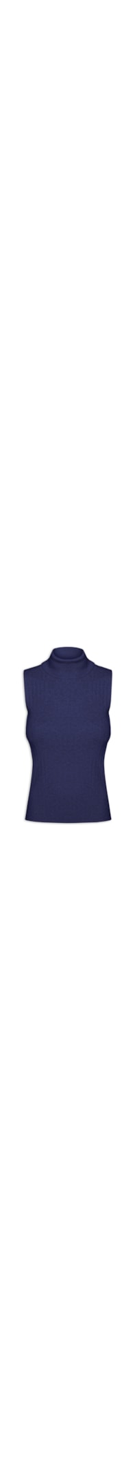 Blusa Feminina Gola Alta Em Tricot - Azul