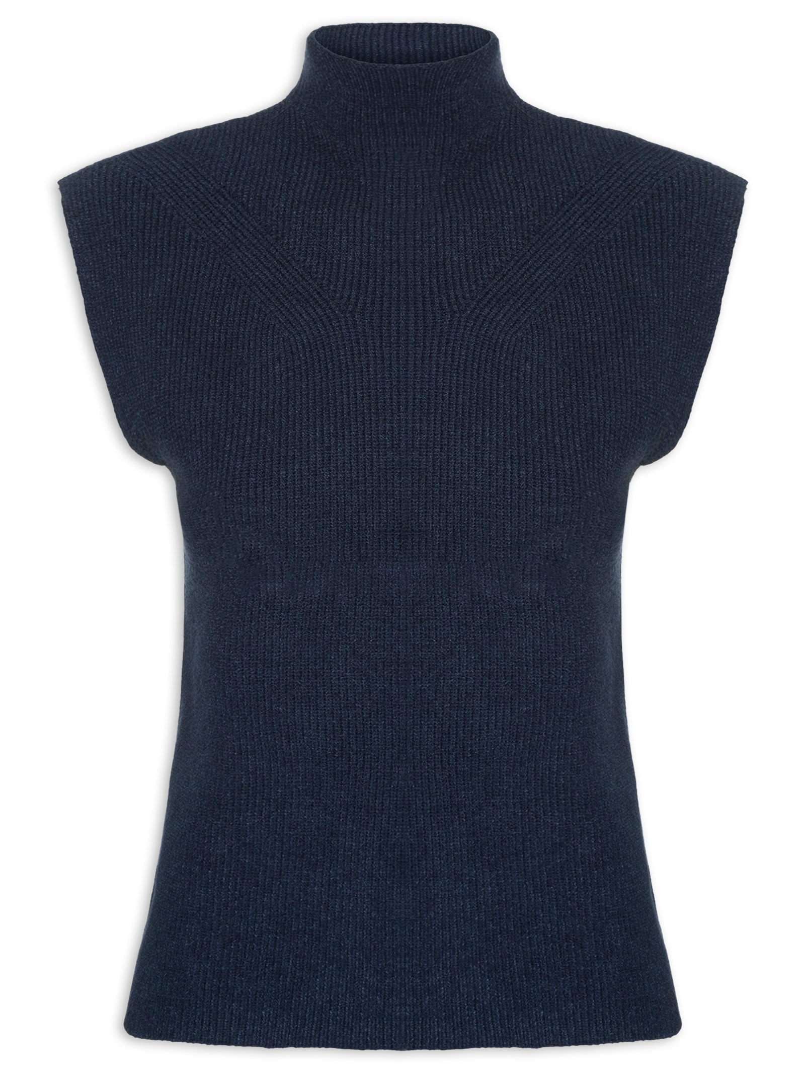 Blusa Feminina Gola Alta Em Tricot Azul  '2Essential