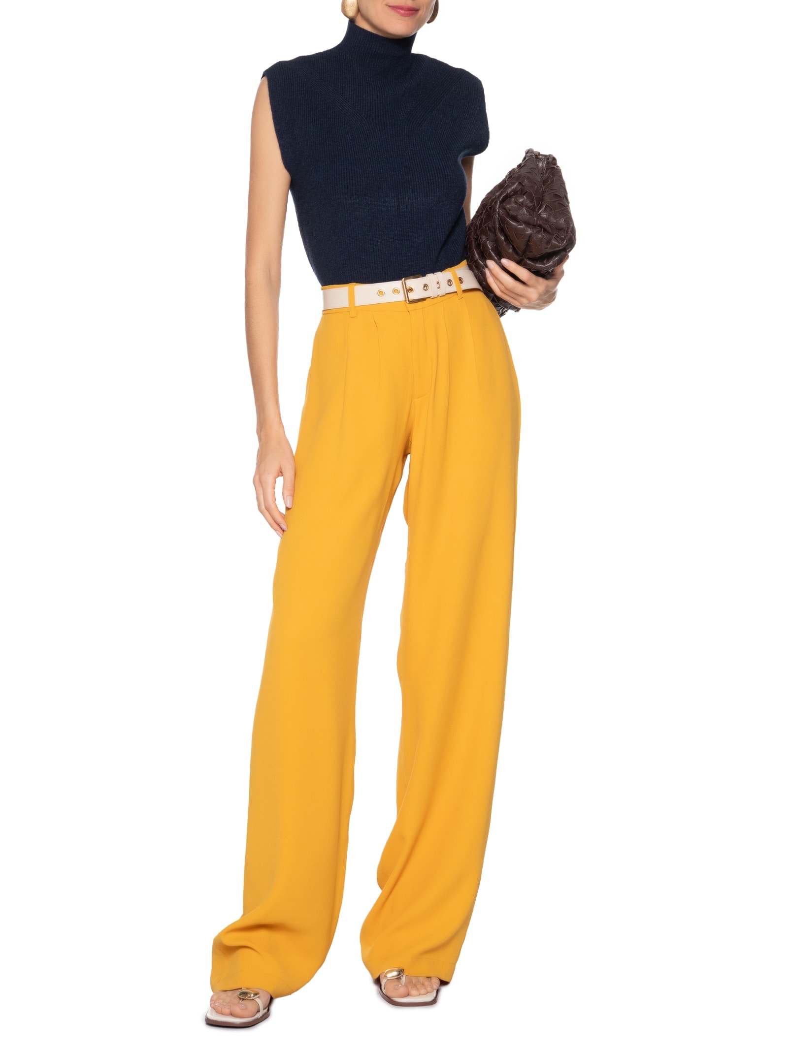 Blusa Feminina Gola Alta Em Tricot Azul  '2Essential