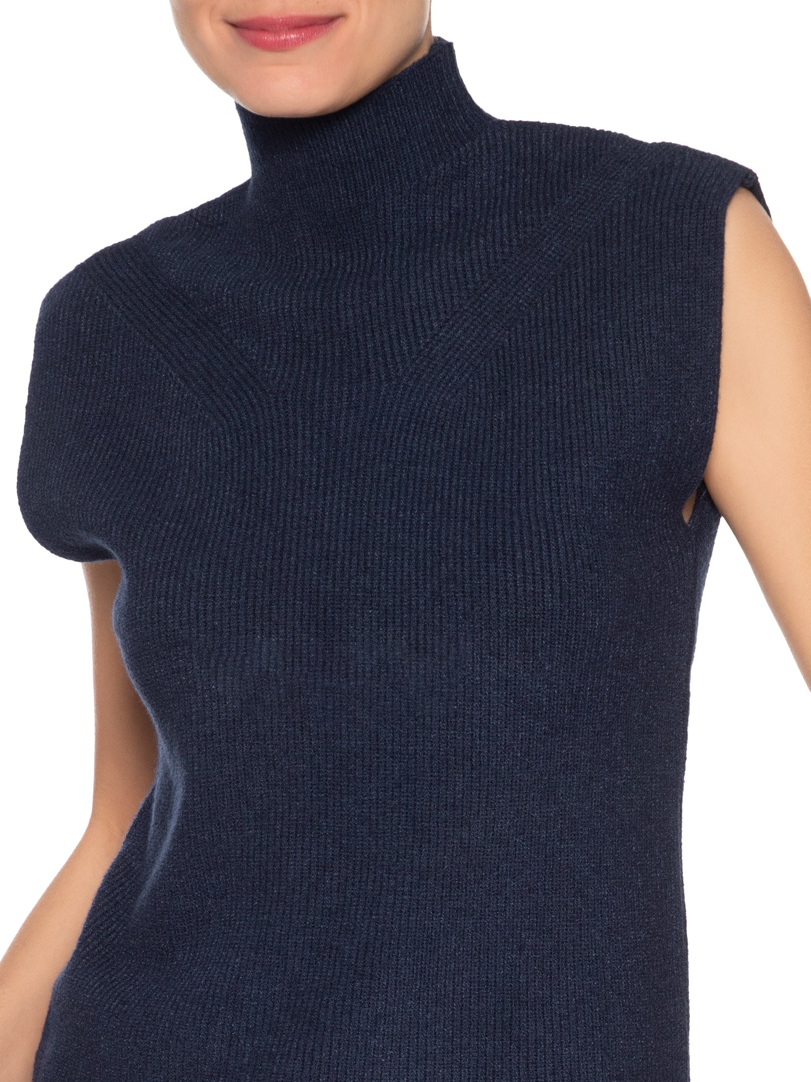 Blusa Feminina Gola Alta Em Tricot Azul  '2Essential