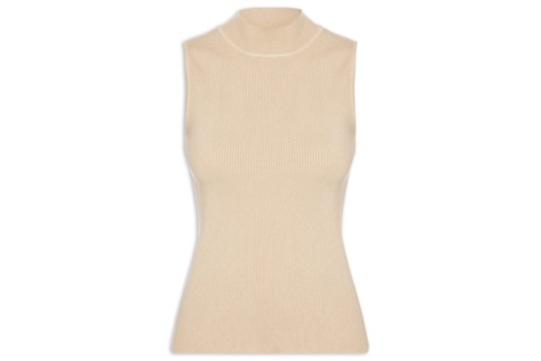 Blusa Feminina Gola Alta Em Tricot - Bege