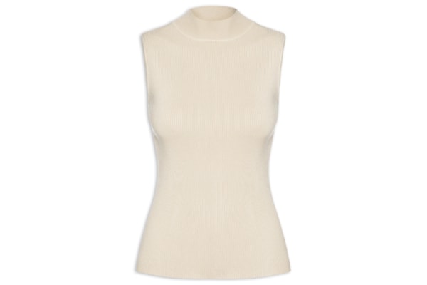 Blusa Feminina Gola Alta Em Tricot - Bege