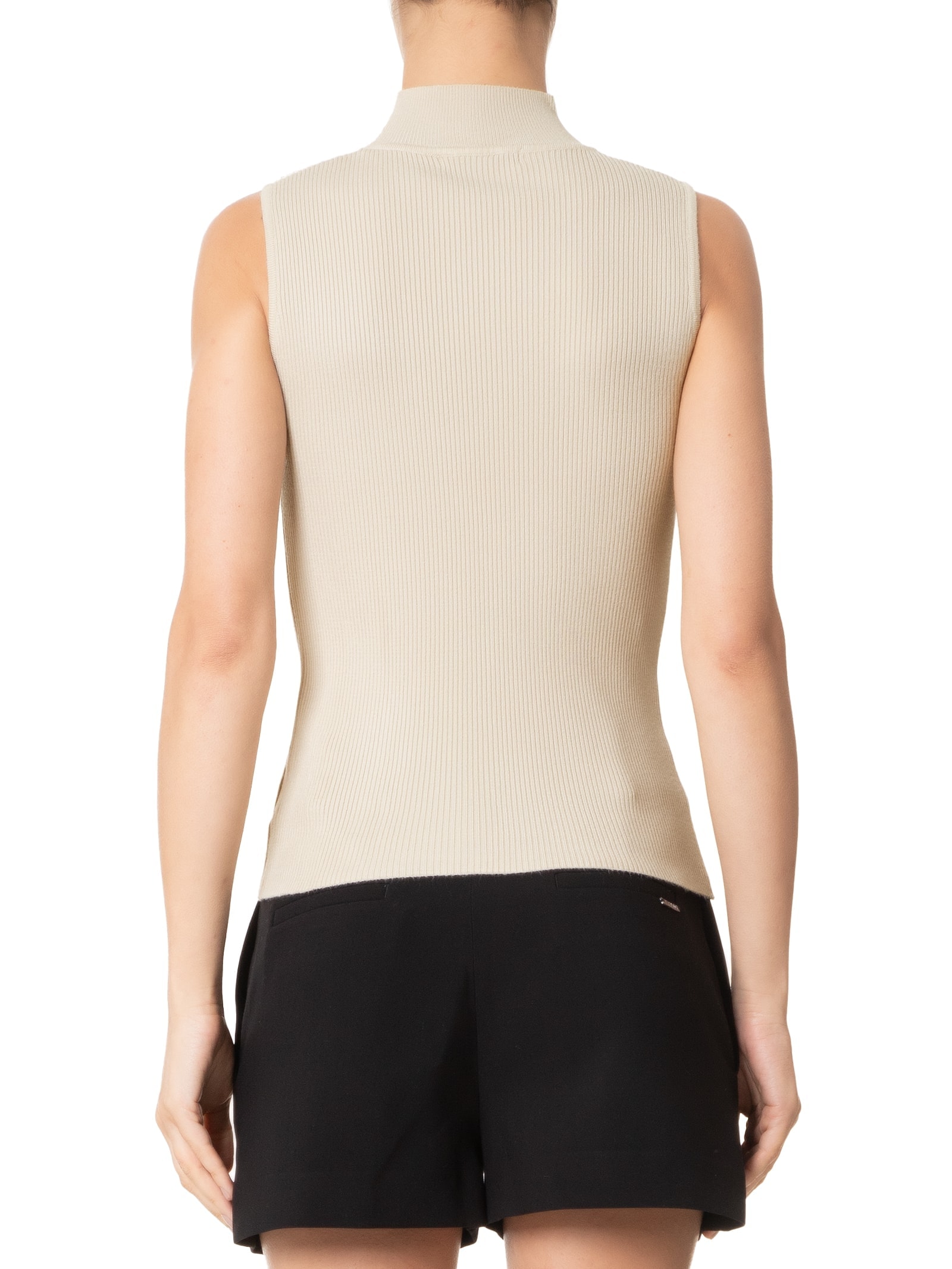 Blusa Feminina Gola Alta Em Tricot Bege '2Essential