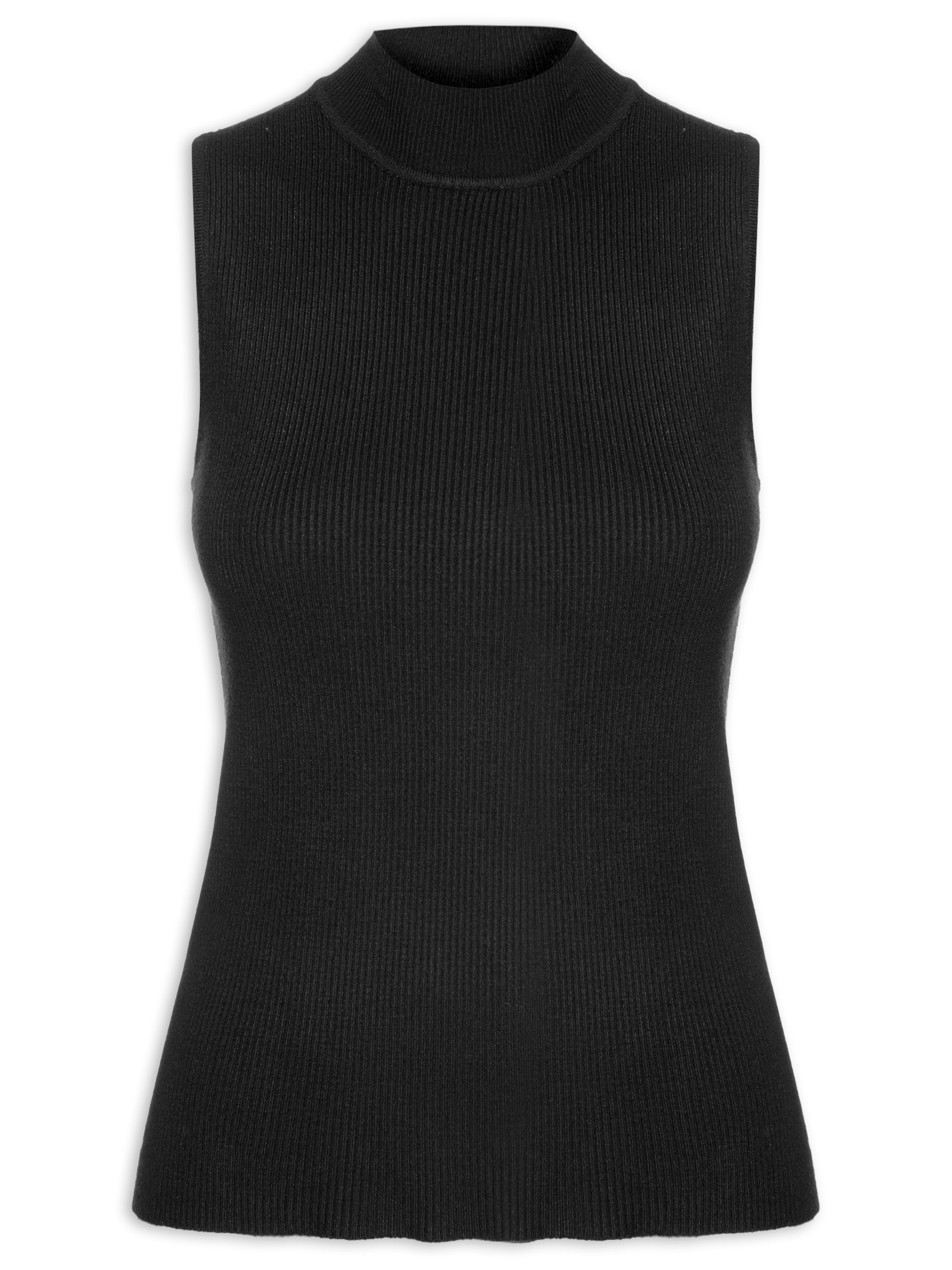 Blusa Feminina Gola Alta Em Tricot Bege '2Essential