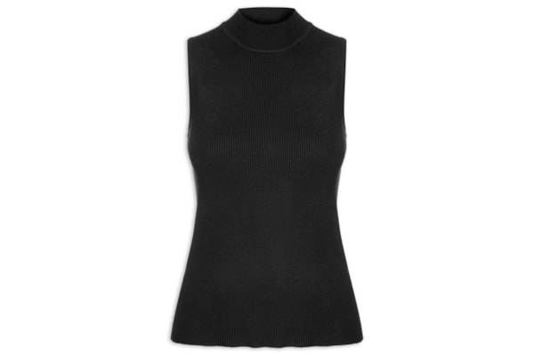 Blusa Feminina Gola Alta Em Tricot - Bege