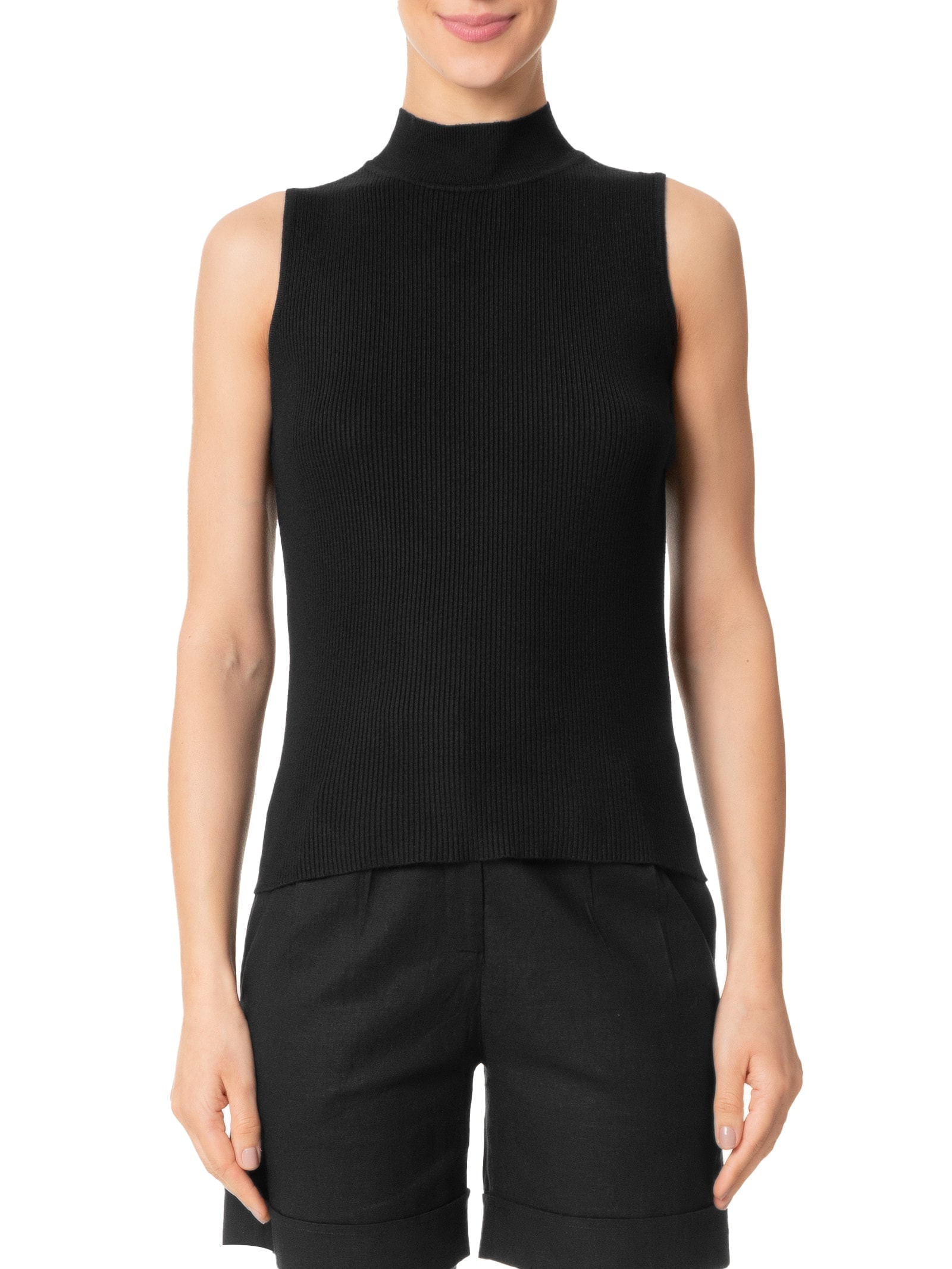 Blusa Feminina Gola Alta Em Tricot Bege '2Essential