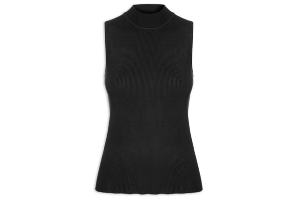 Blusa Feminina Gola Alta Em Tricot - Bege