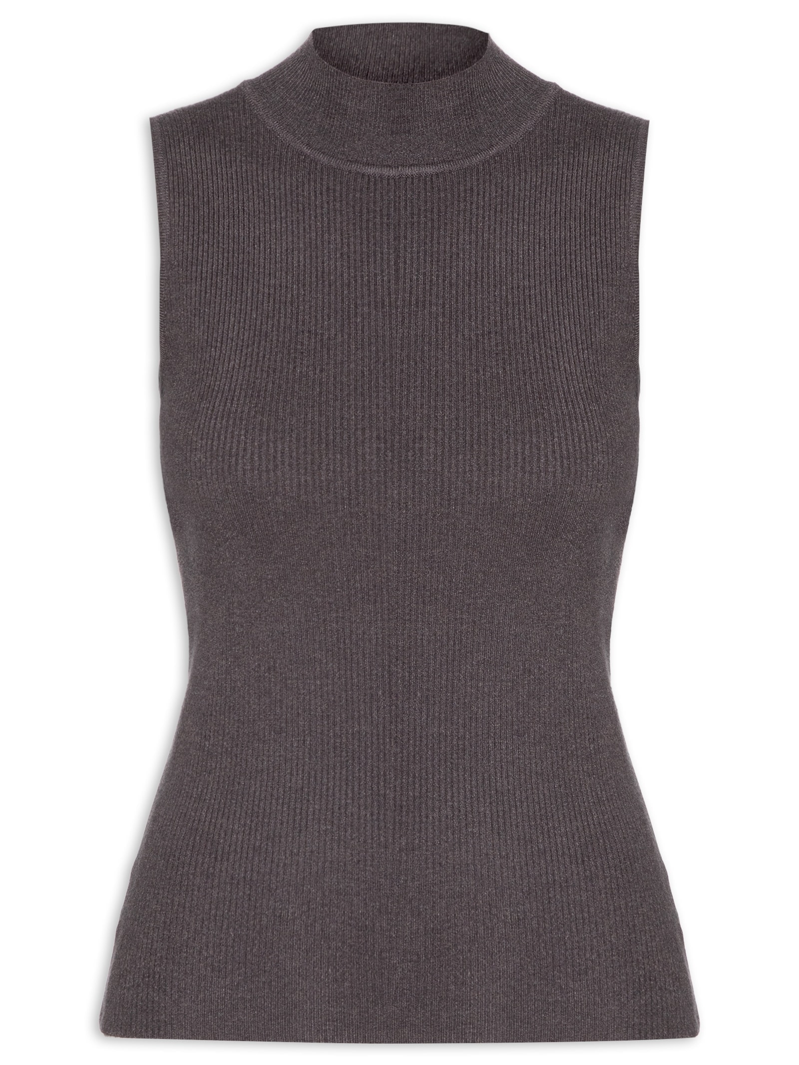 Blusa Feminina Gola Alta Em Tricot Bege '2Essential