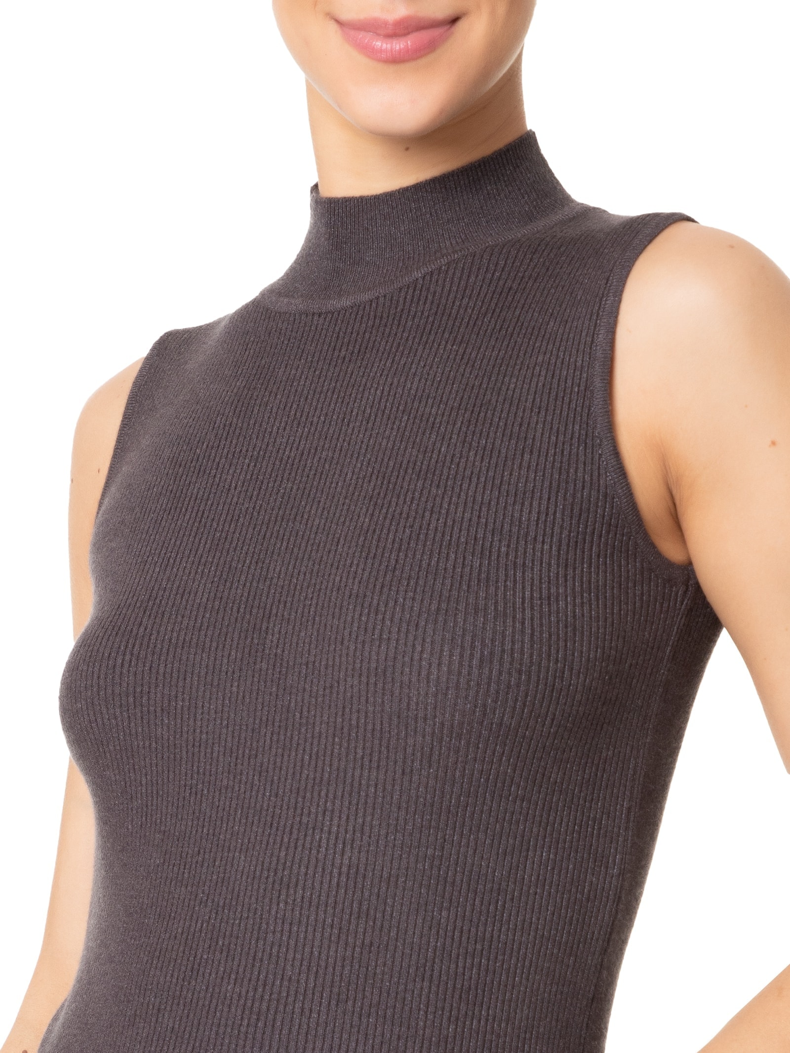 Blusa Feminina Gola Alta Em Tricot Bege '2Essential