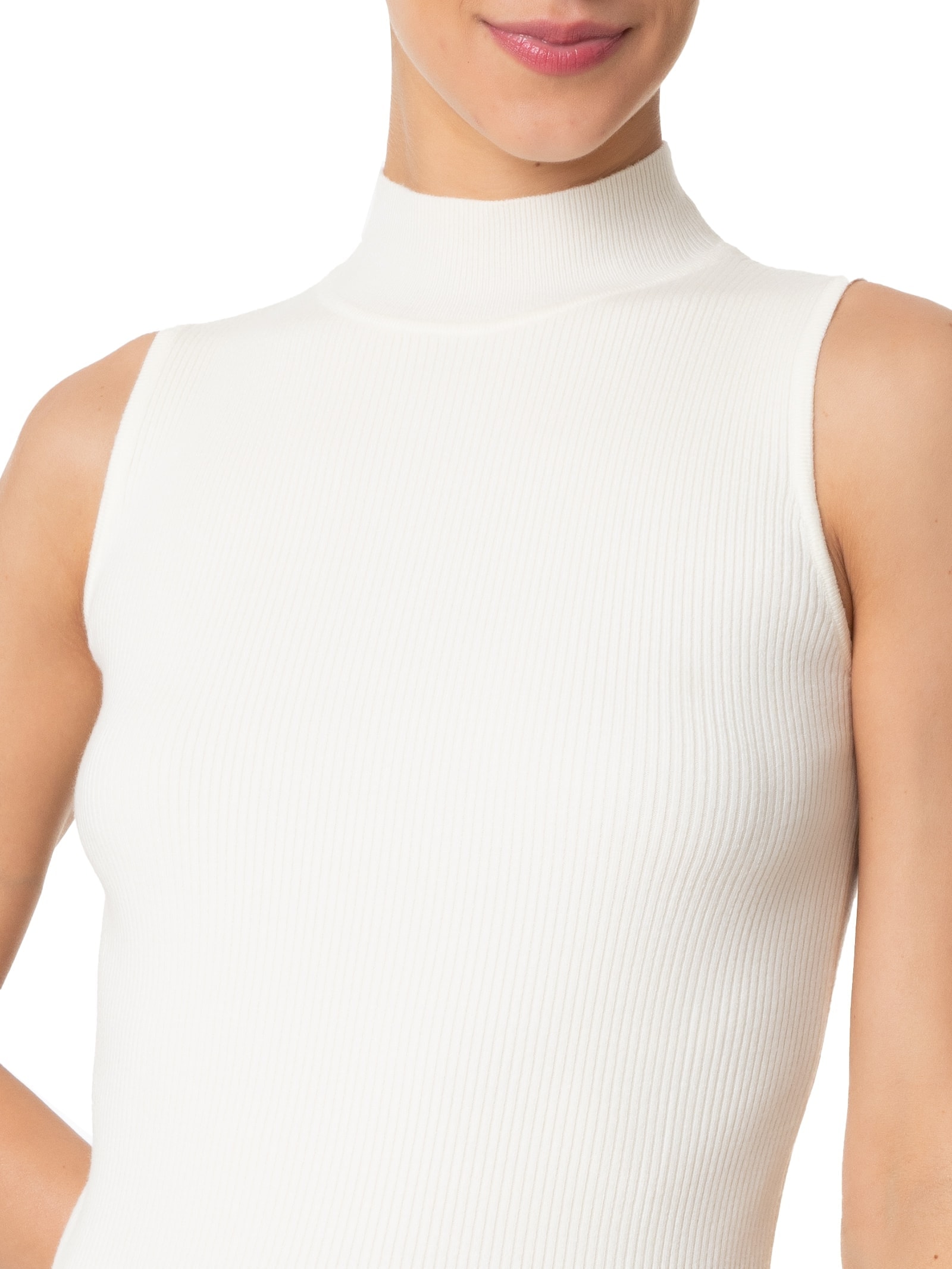 Blusa Feminina Gola Alta Em Tricot Bege '2Essential