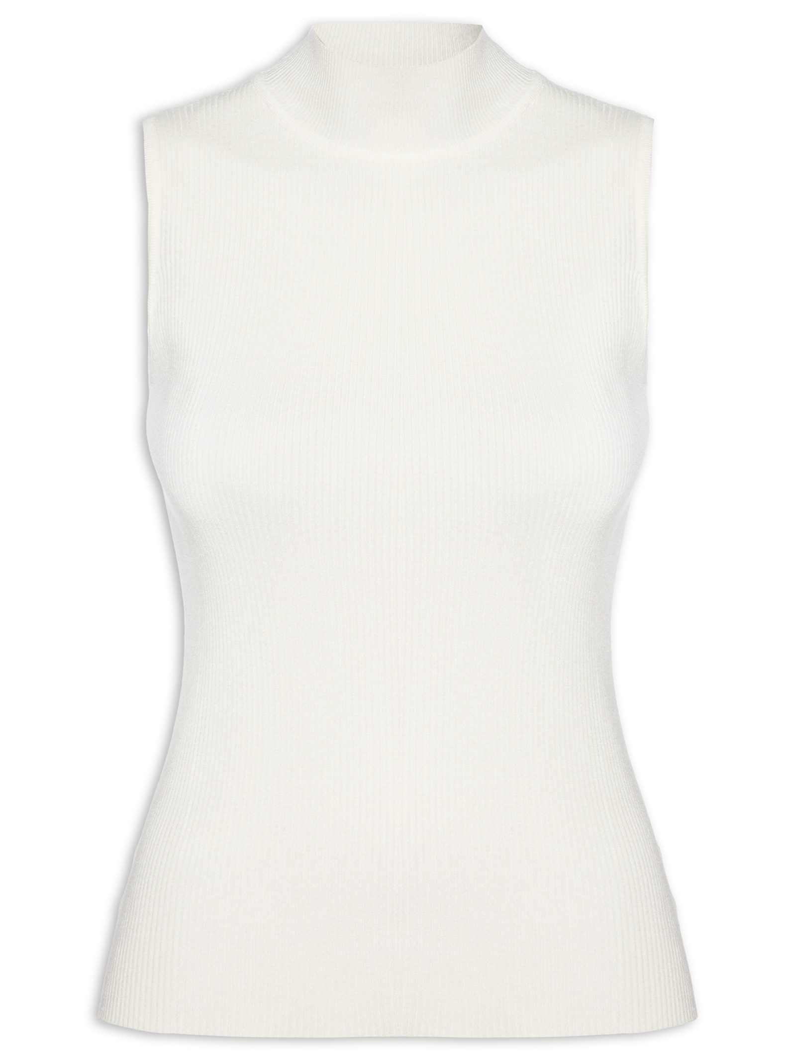 Blusa Feminina Gola Alta Em Tricot Bege '2Essential