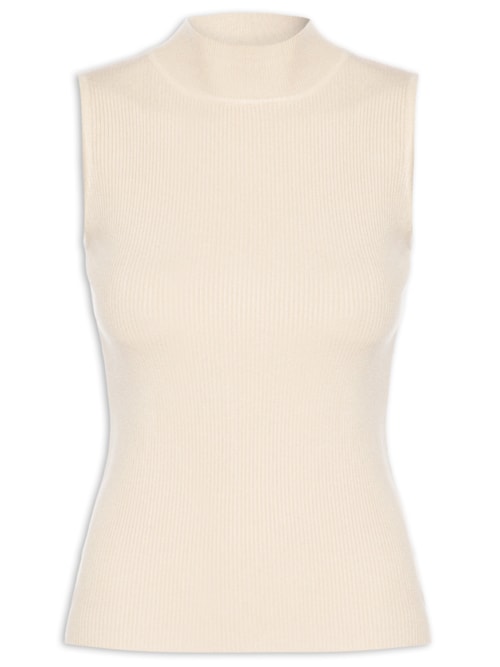 Blusa Feminina Gola Alta Em Tricot – Bege