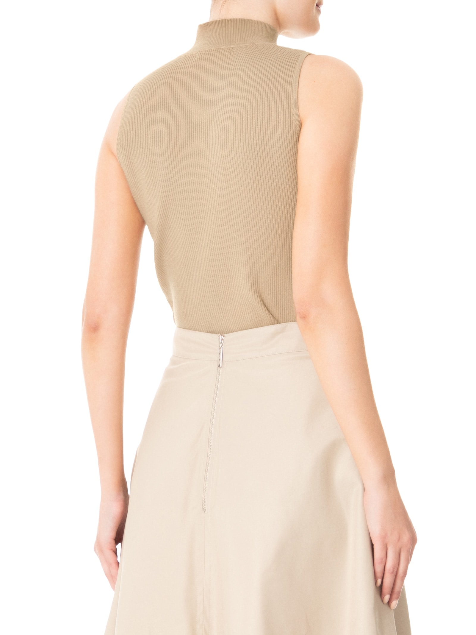 Blusa Feminina Gola Alta Em Tricot Bege '2Essential