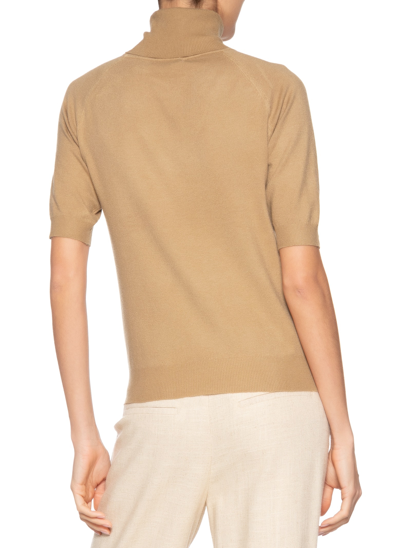 Blusa Feminina Gola Alta Em Tricot Bege '2Essential