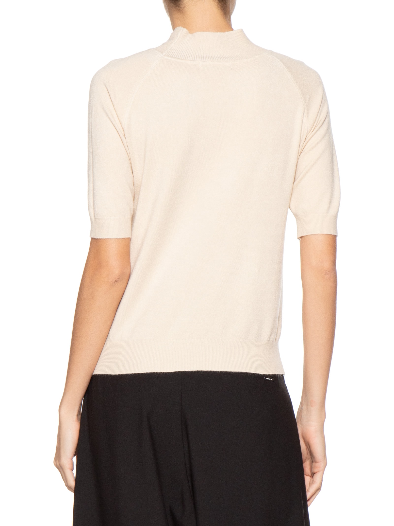 Blusa Feminina Gola Alta Em Tricot Bege '2Essential