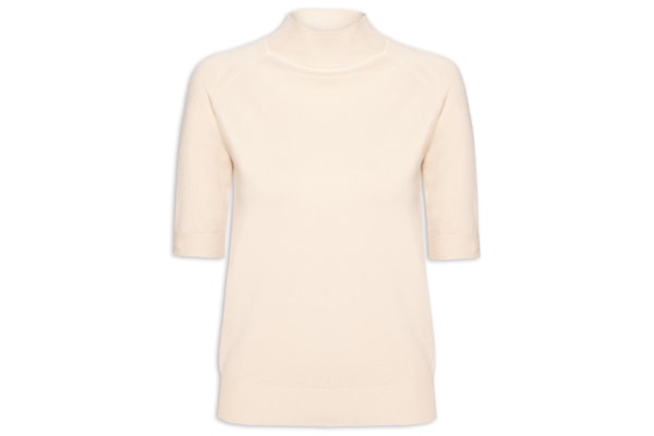 Blusa Feminina Gola Alta Em Tricot - Bege