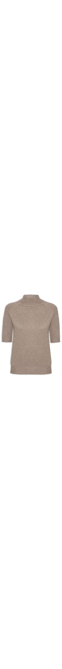 Blusa Feminina Gola Alta Em Tricot - Bege