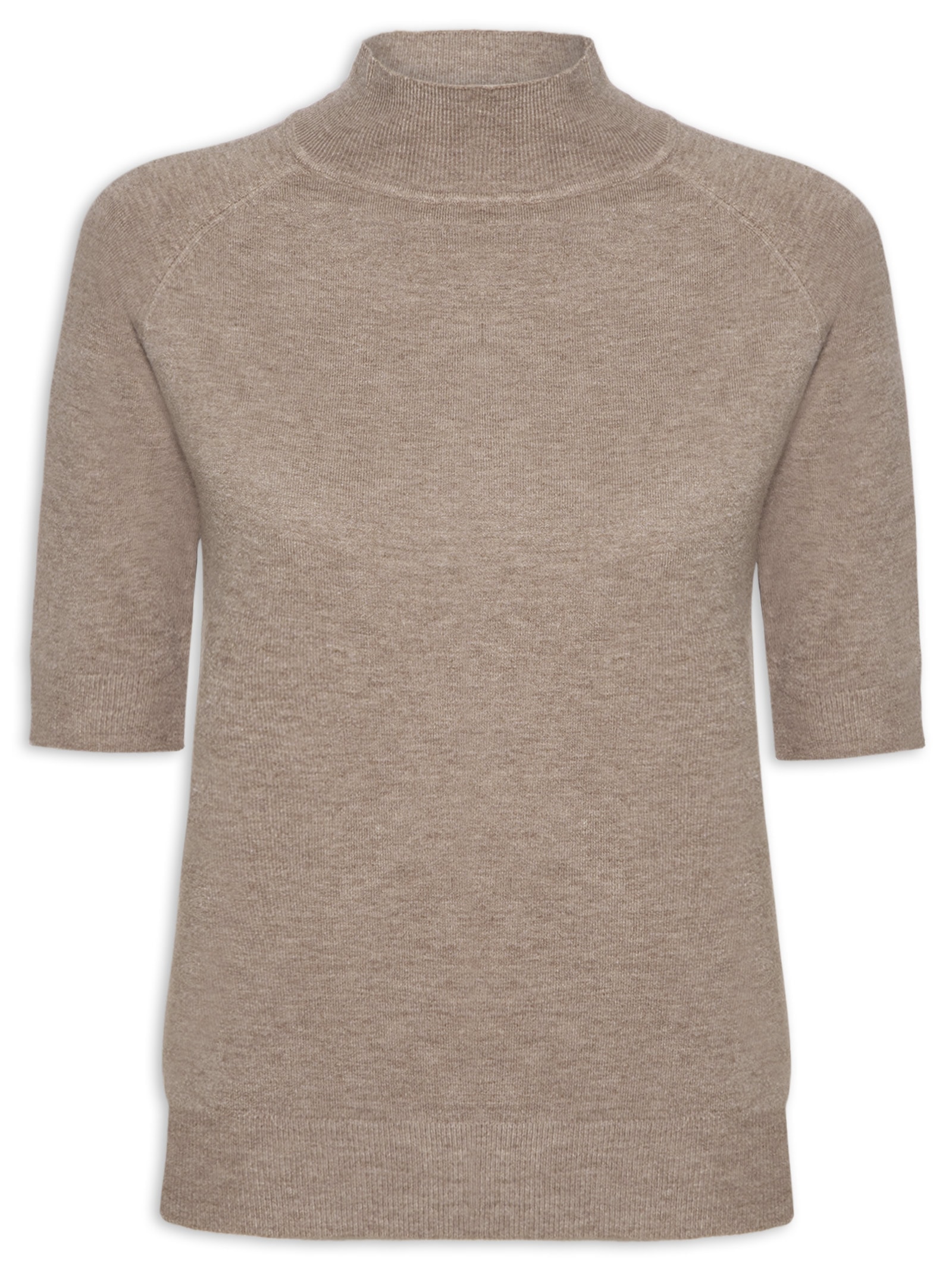 Blusa Feminina Gola Alta Em Tricot Bege '2Essential