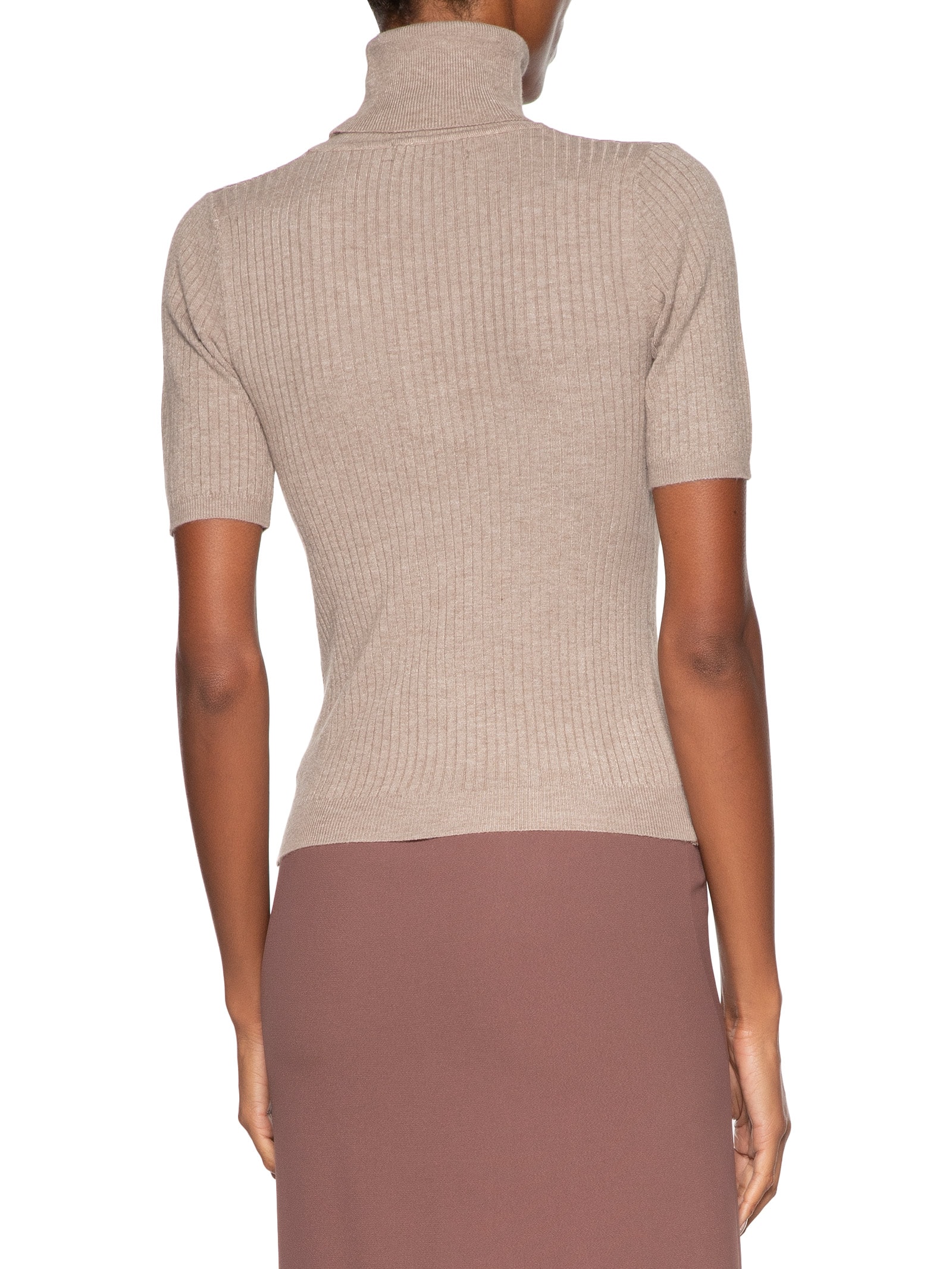 Blusa Feminina Gola Alta Em Tricot Bege '2Essential