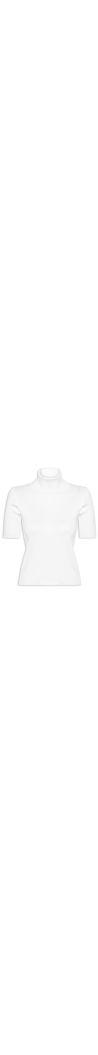 Blusa Feminina Gola Alta em Tricot - Branco