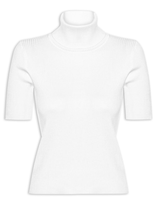 Blusa Feminina Gola Alta em Tricot – Branco