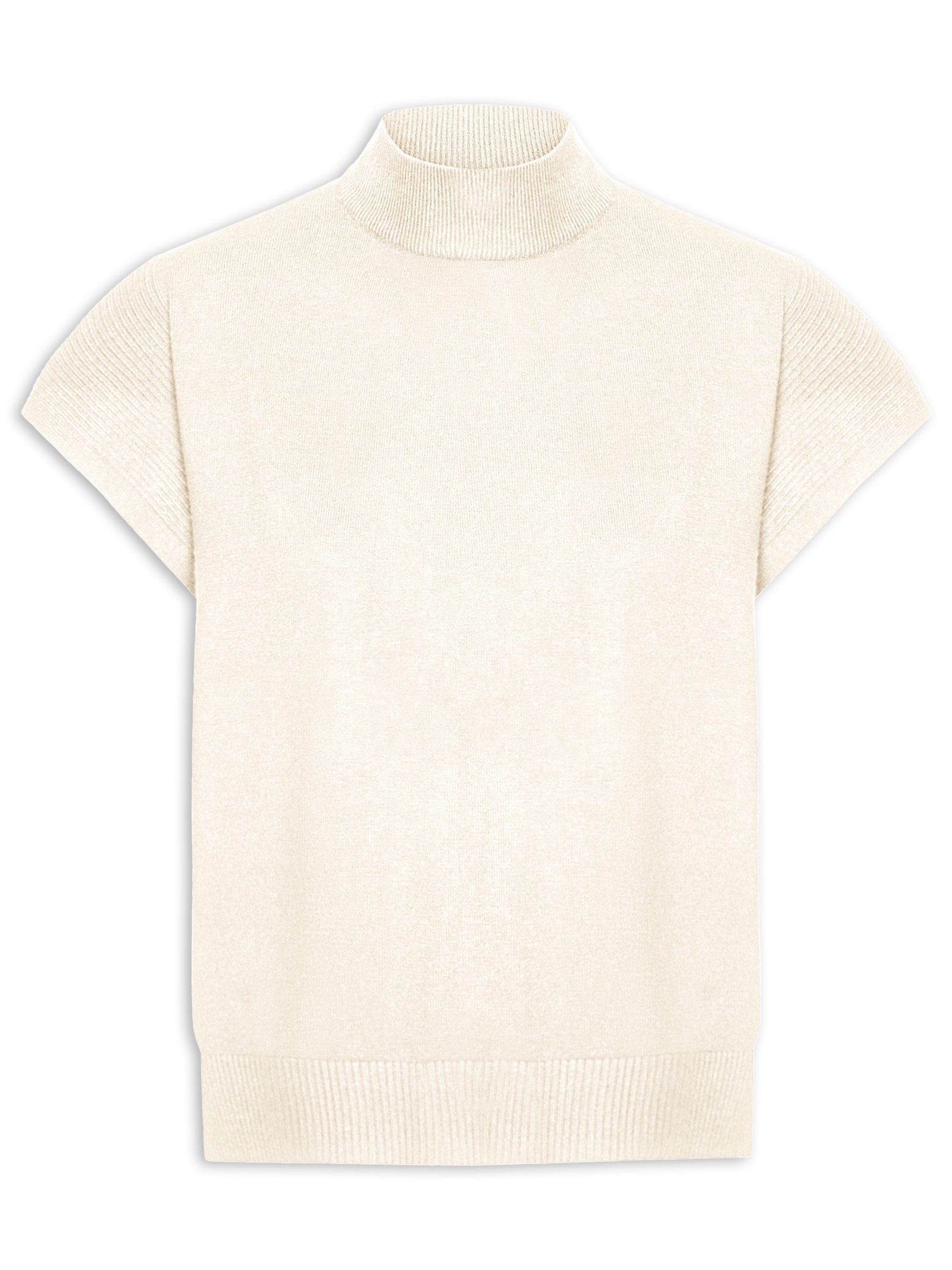 Blusa Feminina Gola Alta Em Tricot Branco '2Essential
