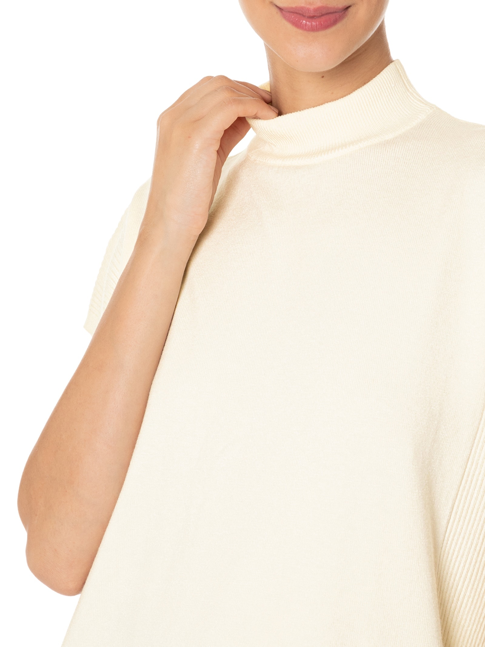 Blusa Feminina Gola Alta Em Tricot Branco '2Essential