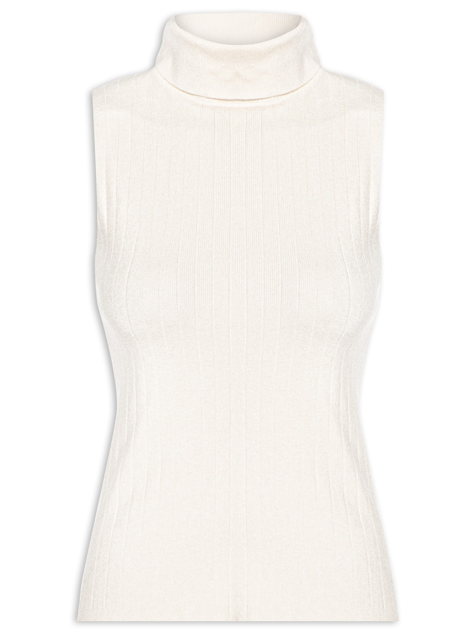 Blusa Feminina Gola Alta Em Tricot Branco '2Essential