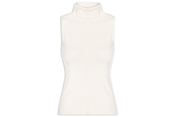 Blusa Feminina Gola Alta Em Tricot - Branco