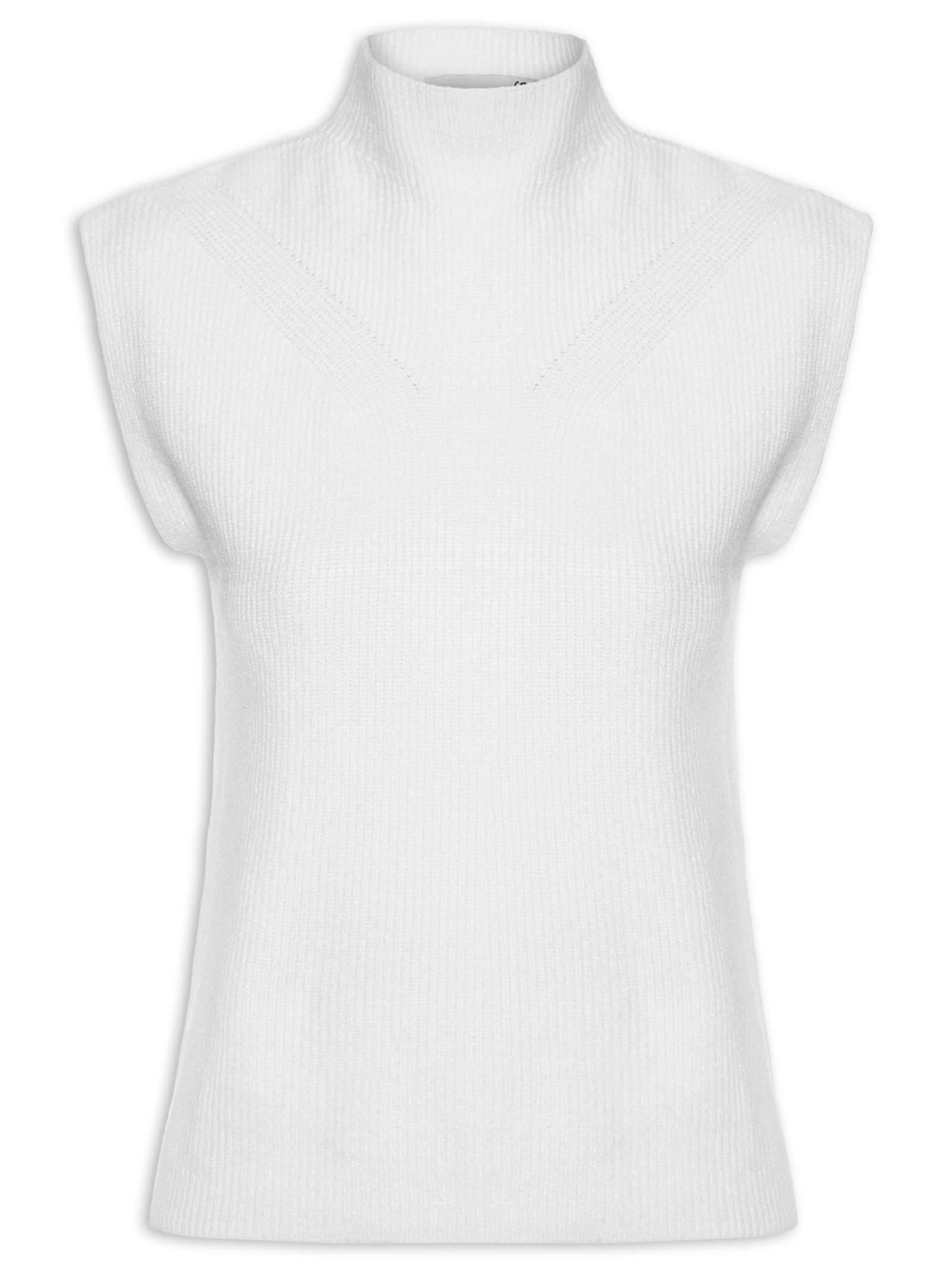 Blusa Feminina Gola Alta Em Tricot Branco  '2Essential